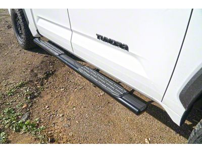 5-Inch Oval Straight Side Step Bars; Semi Gloss Black (22-25 Tundra CrewMax)