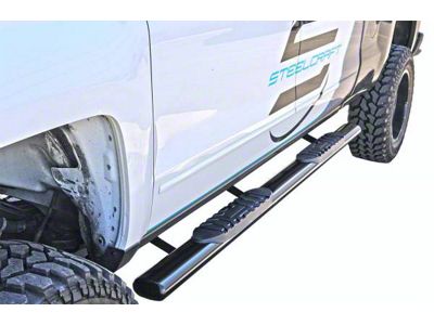 5-Inch Straight Oval Side Step Bars; Semi-Gloss Black (07-21 Tundra Double Cab)
