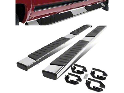 6-Inch Wide Flat Running Boards; Chrome/Black (07-21 Tundra CrewMax)