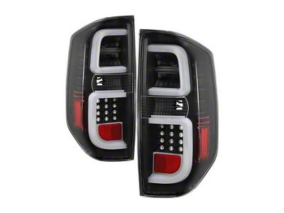 Light Bar LED Tail Lights; All Black Housing; Clear Lens (14-21 Tundra)