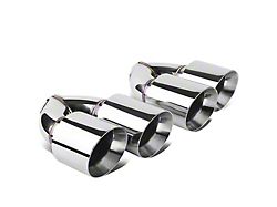 Angled Cut Dual Round Exhaust Tips; 4-Inch; Polished (Fits 2.50-Inch Tailpipe)