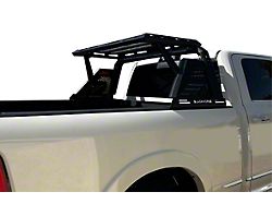 Armour II Roll Bar with 5.30-Inch Red Round Flood LED Lights and Basket; Black (07-25 Tundra)