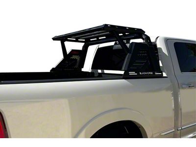 Armour II Roll Bar with 5.30-Inch Red Round Flood LED Lights and Basket; Black (07-25 Tundra)