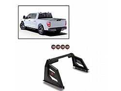 Armour Roll Bar with 5.30-Inch Red Round Flood LED Lights; Black (07-25 Tundra)