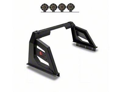 Armour Roll Bar with 7-Inch Black Round LED Lights; Black (07-25 Tundra)