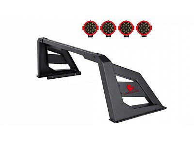 Armour Roll Bar with 7-Inch Red Round LED Lights; Black (07-25 Tundra)
