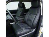 Kustom Interior Premium Artificial Leather Front and Rear Seat Covers; All Black with White Double Hex Stitch Accent Insert (14-21 Tundra Double Cab, CrewMax)