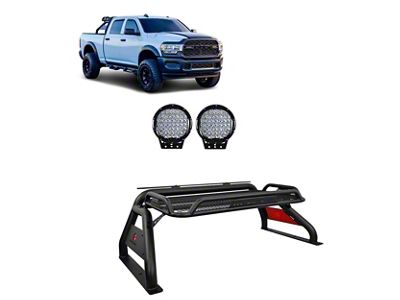 Atlas Roll Bar with 9-Inch Black Round LED Lights; Black (07-25 Tundra)