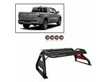 Atlas Roll Bar with 5.30-Inch Red Round Flood LED Lights; Black (07-25 Tundra)