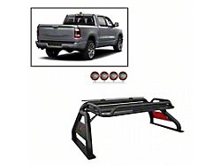 Atlas Roll Bar with 5.30-Inch Red Round Flood LED Lights; Black (07-25 Tundra)