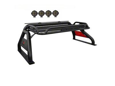 Atlas Roll Bar with 7-Inch Black Round LED Lights; Black (07-25 Tundra)