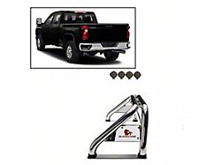 Atlas Roll Bar with 7-Inch Black Round LED Lights; Stainless Steel (07-25 Tundra)