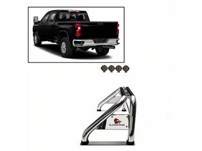 Atlas Roll Bar with 7-Inch Black Round LED Lights; Stainless Steel (07-25 Tundra)