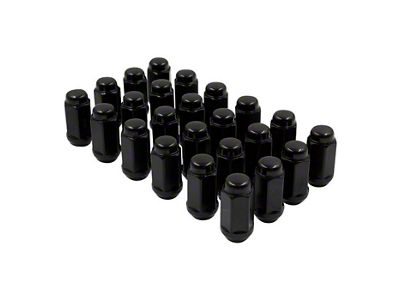Black Bulge Acorn Lug Nut Kit; 14mm x 1.5; Set of 24 (22-25 Tundra)