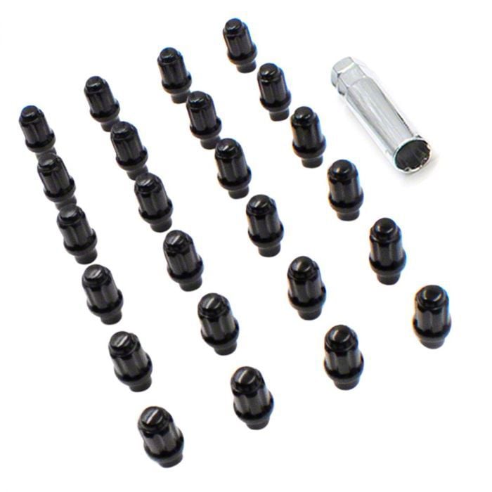 Tundra Black ET Truck Spline Lug Nut Kit; 14mm x 1.5; Set of 24 (2224