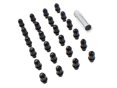 Black ET Truck Spline Lug Nut Kit; 14mm x 1.5; Set of 24 (22-25 Tundra)