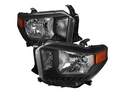 Euro Headlights; Black Housing; Clear Lens (14-21 Tundra w/ Factory Halogen Headlights)