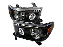LED Halo Projector Headlights; Matte Black Housing; Clear Lens (07-13 Tundra)