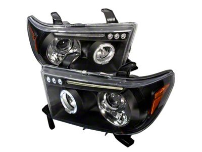 LED Halo Projector Headlights; Matte Black Housing; Clear Lens (07-13 Tundra)