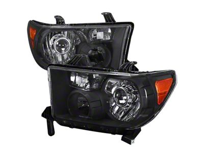Retro Style Projector Headlights; Black Housing; Clear Lens (07-13 Tundra w/o Level Adjuster)