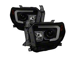 Light Bar DRL Projector Headlights; Black Housing; Smoked Lens (14-17 Tundra; 2018 Tundra SR, SR5)
