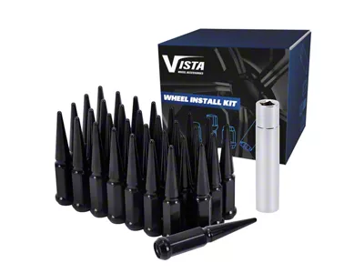 Black Spike Lug Nuts; M14x1.5; Set of 32 (07-25 Tundra)