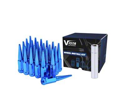 Blue Spike Lug Nuts for Aftermarket Wheels; M14x1.5; Set of 24 (07-26 Tundra)