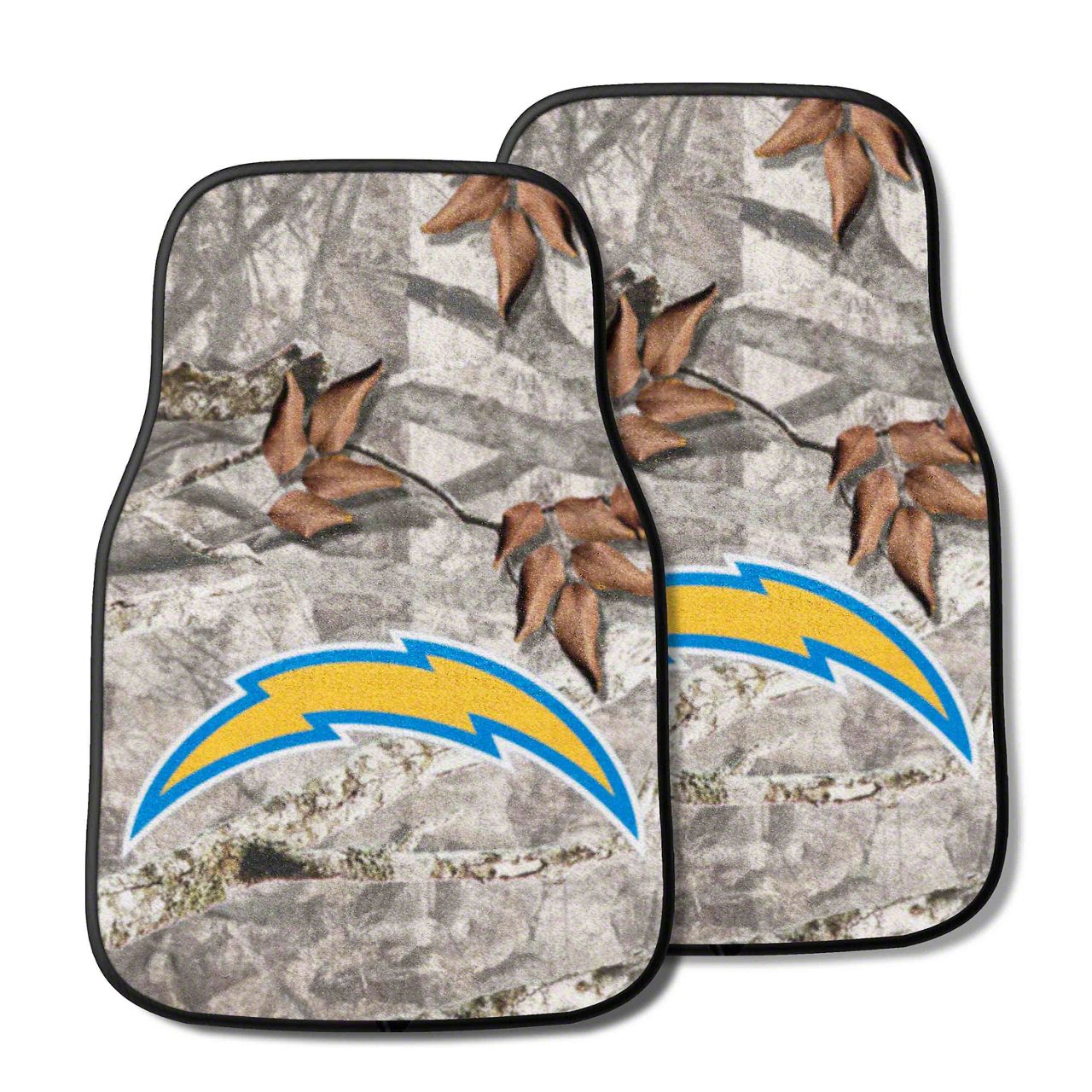 Tundra Carpet Front Floor Mats with Los Angeles Chargers Logo; Camo ...