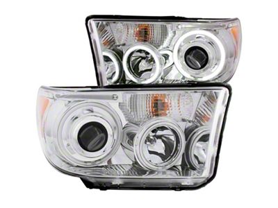 CCFL Halo Projector Headlights; Chrome Housing; Clear Lens (07-13 Tundra w/o Level Adjuster)