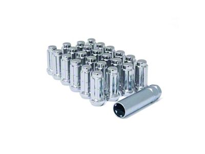 Chrome Close End Spline Lug Nuts; M14 x 1.5; Set of 24 (22-25 Tundra)