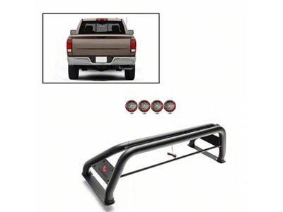 Classic Roll Bar with 5.30-Inch Red Round Flood LED Lights; Stainless Steel (07-25 Tundra)