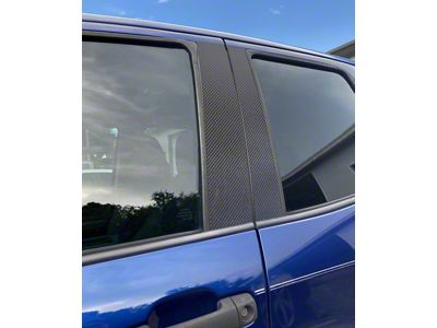 Door Pillar Accent Trim; Raw Carbon Fiber (07-21 Tundra Double Cab, CrewMax)