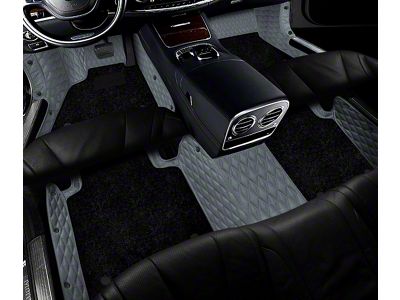Double Layer Diamond Front and Rear Floor Mats; Base Layer Gray and Top Layer Black (14-21 Tundra CrewMax)