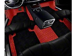 Double Layer Diamond Front and Rear Floor Mats; Base Layer Red and Top Layer Black (14-21 Tundra Double Cab)