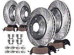 Drilled and Slotted 5-Lug Brake Rotor and Pad Kit; Front and Rear (07-21 Tundra)