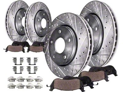 Drilled and Slotted 5-Lug Brake Rotor and Pad Kit; Front and Rear (07-21 Tundra)