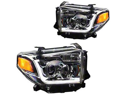 DRL Projector Headlights; Chrome Housing; Clear Lens (14-21 Tundra w/ Factory Halogen Headlights)