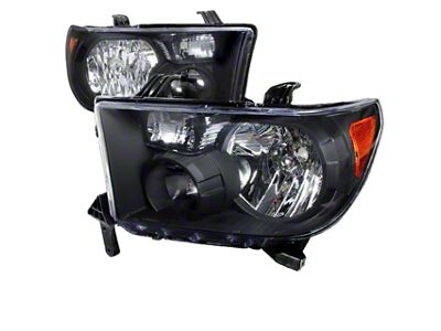Euro Crystal Headlights; Matte Black Housing; Clear Lens (07-13 Tundra w/o Level Adjuster)