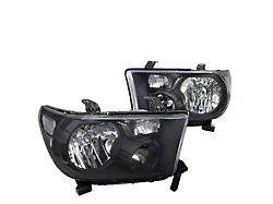 Euro Crystal Headlights; Black Housing; Clear Lens (07-13 Tundra w/o Level Adjuster)