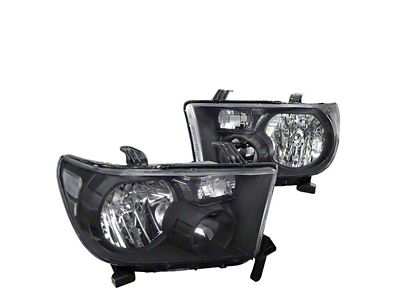 Euro Crystal Headlights; Black Housing; Clear Lens (07-13 Tundra w/o Level Adjuster)