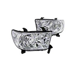 Euro Crystal Headlights; Chrome Housing; Clear Lens (07-13 Tundra w/o Level Adjuster)