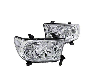 Euro Crystal Headlights; Chrome Housing; Clear Lens (07-13 Tundra w/o Level Adjuster)