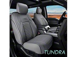 Faux Leather Custom Front and Rear Seat Covers; Gray (14-21 Tundra CrewMax)