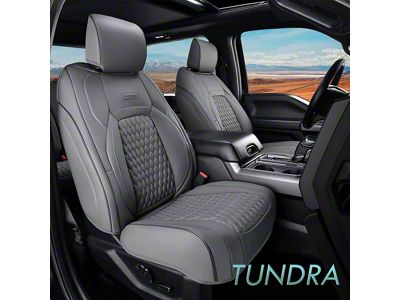 Faux Leather Custom Front Seat Covers; Gray (14-21 Tundra CrewMax)