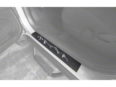Front Door Sill Protection with Mountain Logo; Textured Black (07-21 Tundra)
