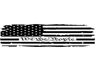 Full Rear Glass Tattered We The People Flag Decal; Matte Black (07-25 Tundra w/ Stationary Rear Window)