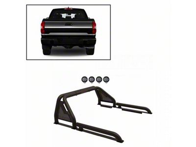 Gladiator Roll Bar with 5.30-Inch Black Round Flood LED Lights; Black (07-25 Tundra)