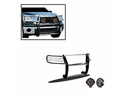 Grille Guard with 7-Inch Black Round LED Lights; Stainless Steel (07-21 Tundra, Excluding Limited & Platinum)