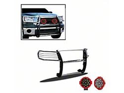 Grille Guard with 7-Inch Red Round LED Lights; Stainless Steel (07-21 Tundra, Excluding Limited & Platinum)