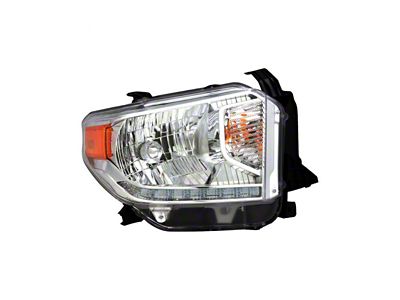 CAPA Replacement Halogen Headlight; Chrome Housing; Clear Lens; Passenger Side (14-17 Tundra w/ Factory Halogen Headlights)